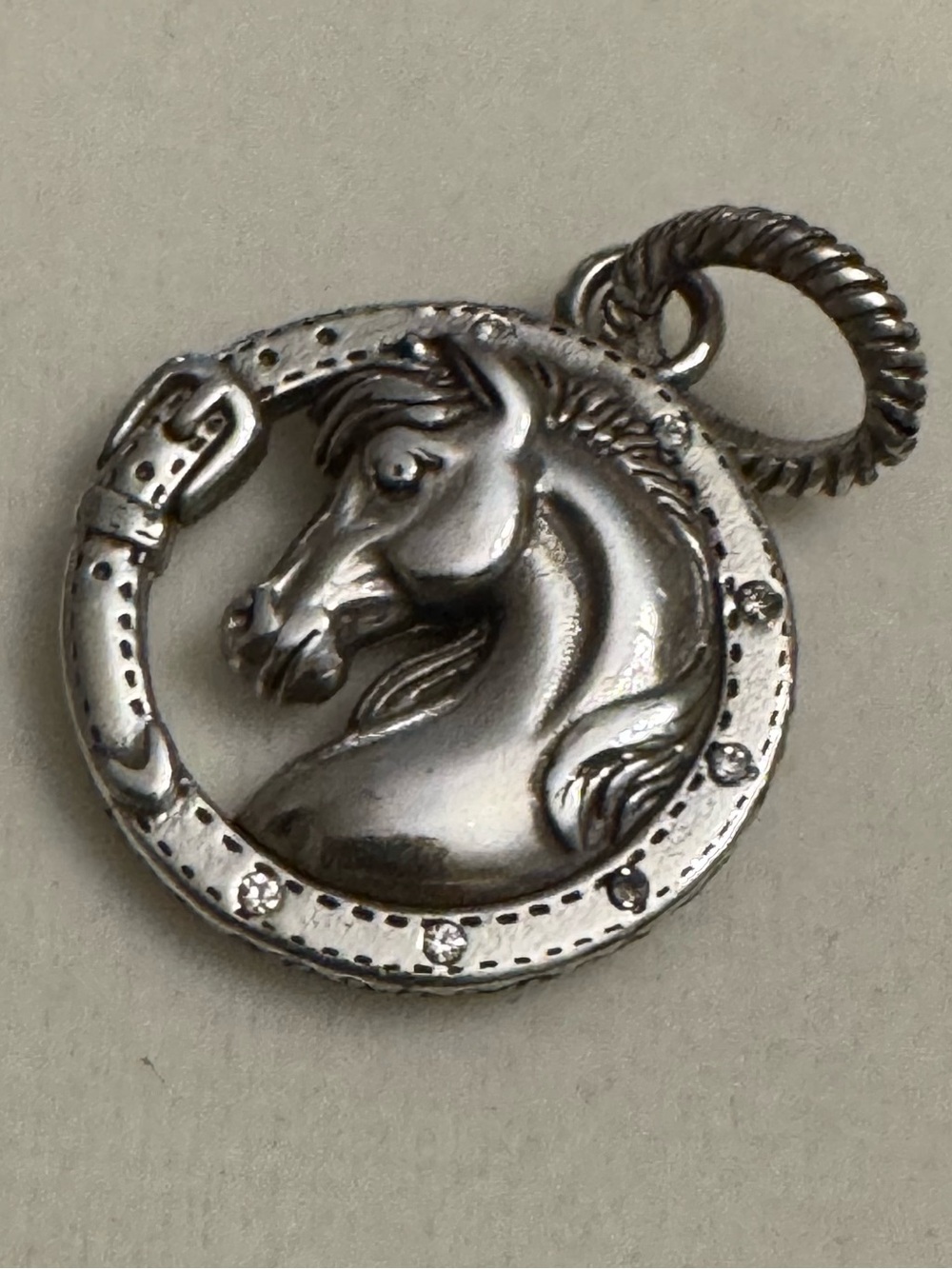 Sterling Silver Horse Head Charm Pendant in Silver